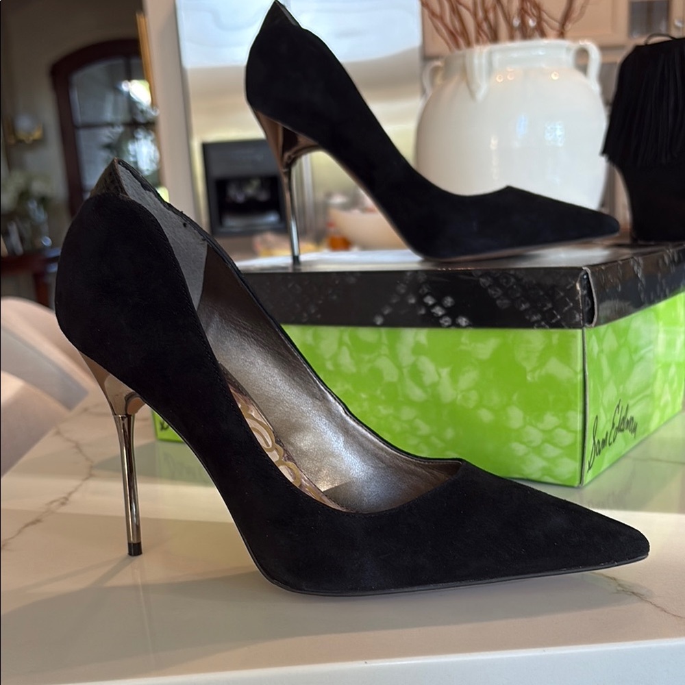 Sam Edelman Black Heels with Metallic Stiletto